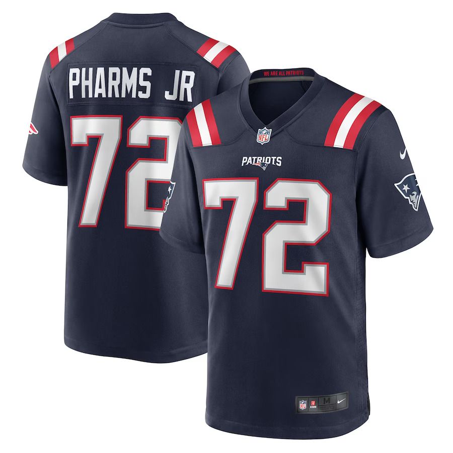 Men New England Patriots 72 Jeremiah Pharms Jr. Nike Navy Game Player NFL Jersey